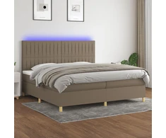 Lova su spyruoklėmis/čiužiniu/LED, taupe, 200x200 cm, audinys