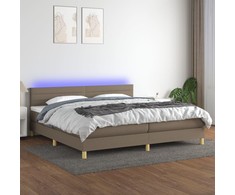 Lova su spyruoklėmis/čiužiniu/LED, taupe, 200x200 cm, audinys