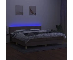 Lova su spyruoklėmis/čiužiniu/LED, taupe, 200x200 cm, audinys