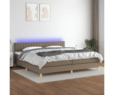 Lova su spyruoklėmis/čiužiniu/LED, taupe, 200x200 cm, audinys