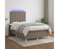 Lova su spyruoklėmis/čiužiniu/LED, taupe, 120x200cm, audinys