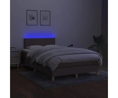 Lova su spyruoklėmis/čiužiniu/LED, taupe, 120x200cm, audinys