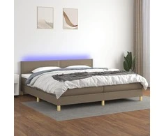 Lova su spyruoklėmis/čiužiniu/LED, taupe, 200x200 cm, audinys