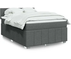 Lova su spyruoklėmis/čiužiniu,tamsiai pilka, 140x200cm, audinys