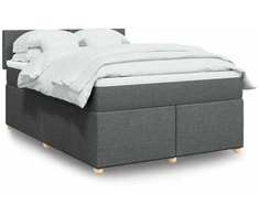 Lova su spyruoklėmis/čiužiniu,tamsiai pilka, 140x200cm, audinys
