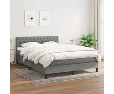 Lova su spyruoklėmis/čiužiniu,tamsiai pilka, 140x200cm, audinys