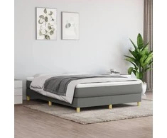 Lova su spyruoklėmis/čiužiniu,tamsiai pilka, 140x200cm, audinys