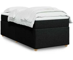 Lova su spyruoklėmis ir čiužiniu, juoda, 90x190 cm, audinys
