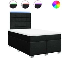 Lova su spyruoklėmis ir čiužiniu, juoda, 120x190cm, audinys