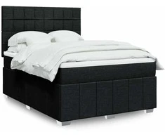 Lova su spyruoklėmis ir čiužiniu, juodos, 140x190 cm, audinys