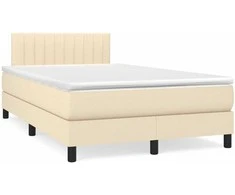 Lova su spyruoklėmis ir čiužiniu, kreminė, 120x190cm, audinys