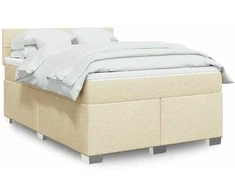 Lova su spyruoklėmis ir čiužiniu, kreminė, 160x200 cm, audinys