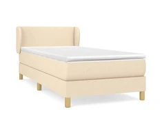 Lova su spyruoklėmis ir čiužiniu, kreminė, 100x200cm, audinys
