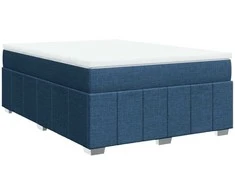 Lova su spyruoklėmis ir čiužiniu, mėlyna, 140x200 cm, audinys
