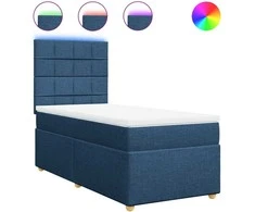 Lova su spyruoklėmis ir čiužiniu, mėlyna, 120x200 cm, audinys
