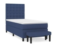 Lova su spyruoklėmis ir čiužiniu, mėlyna, 90x200 cm, audinys