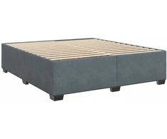 Lova su spyruoklėmis ir čiužiniu, pilka, 180x200 cm, aksomas