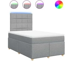 Lova su spyruoklėmis ir čiužiniu, pilka, 120x200cm, audinys