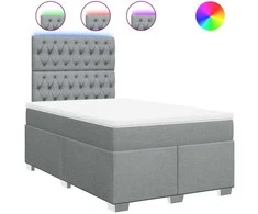 Lova su spyruoklėmis ir čiužiniu, pilka, 120x200cm, audinys