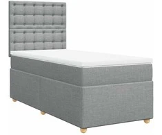 Lova su spyruoklėmis ir čiužiniu, pilka, 80x200cm, audinys