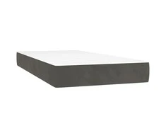 Lova su spyruoklėmis ir čiužiniu, pilka, 90x200 cm, aksomas