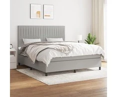 Lova su spyruoklėmis ir čiužiniu, pilka, 160x200cm, audinys
