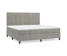Lova su spyruoklėmis ir čiužiniu, pilka, 200x200 cm, aksomas