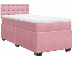 Lova su spyruoklėmis ir čiužiniu, rožinė, 90x190 cm, aksomas