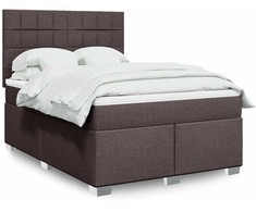 Lova su spyruoklėmis ir čiužiniu, ruda, 160x200 cm, audinys