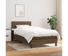 Lova su spyruoklėmis ir čiužiniu, ruda, 90x200 cm, audinys