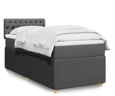Lova su spyruoklėmis ir čiužiniu, tamsiai pilka, 90x200 cm