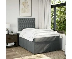 Lova su spyruoklėmis ir čiužiniu, tamsiai pilka, 120x200 cm