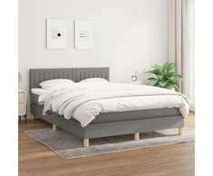Lova su spyruoklėmis ir čiužiniu, tamsiai pilka, 140x200 cm