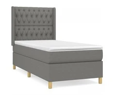 Lova su spyruoklėmis ir čiužiniu, tamsiai pilka, 90x200 cm