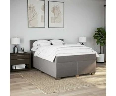 Lova su spyruoklėmis ir čiužiniu, taupe, 140x190 cm, audinys