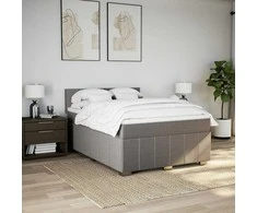 Lova su spyruoklėmis ir čiužiniu, taupe, 140x190 cm, audinys