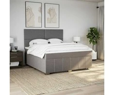 Lova su spyruoklėmis ir čiužiniu, taupe, 180x200 cm, audinys