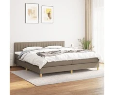 Lova su spyruoklėmis ir čiužiniu, taupe, 200x200 cm, audinys