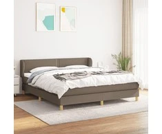 Lova su spyruoklėmis ir čiužiniu, taupe, 180x200 cm, audinys