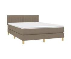 Lova su spyruoklėmis ir čiužiniu, taupe, 140x190 cm, audinys