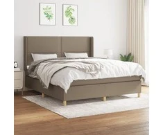 Lova su spyruoklėmis ir čiužiniu, taupe, 180x200 cm, audinys