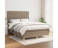 Lova su spyruoklėmis ir čiužiniu, taupe, 140x190 cm, audinys