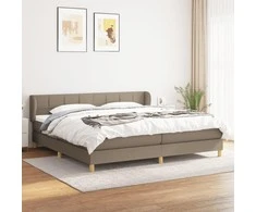Lova su spyruoklėmis ir čiužiniu, taupe, 200x200 cm, audinys