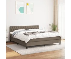 Lova su spyruoklėmis ir čiužiniu, taupe, 180x200 cm, audinys