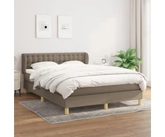 Lova su spyruoklėmis ir čiužiniu, taupe, 140x190 cm, audinys