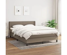 Lova su spyruoklėmis ir čiužiniu, taupe, 140x200 cm, audinys