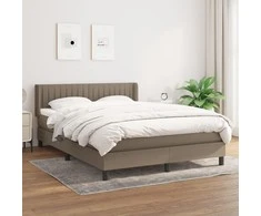 Lova su spyruoklėmis ir čiužiniu, taupe, 140x190 cm, audinys