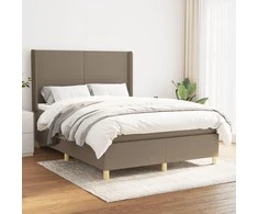 Lova su spyruoklėmis ir čiužiniu, taupe, 140x190 cm, audinys