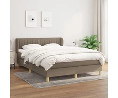 Lova su spyruoklėmis ir čiužiniu, taupe, 140x190 cm, audinys
