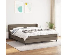 Lova su spyruoklėmis ir čiužiniu, taupe, 180x200 cm, audinys